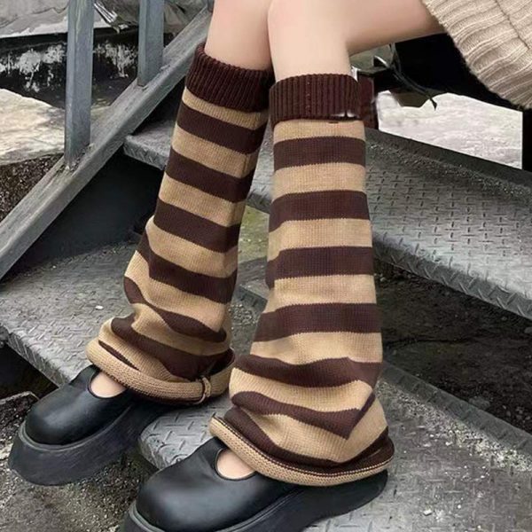 Pure Color Stripe Leg Warmers Socks - Modakawa Modakawa