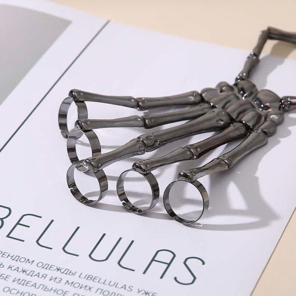 Skeleton Pattern Design Folding Rings Bracelet - Modakawa Modakawa