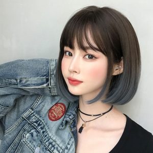 Sweet Gradient Color Short Hair Tail Curls Wig - Modakawa modakawa