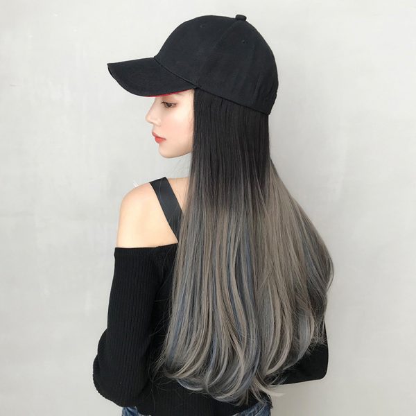Gradient Color Long Hair Tail Curls Wig With Cap - Modakawa modakawa