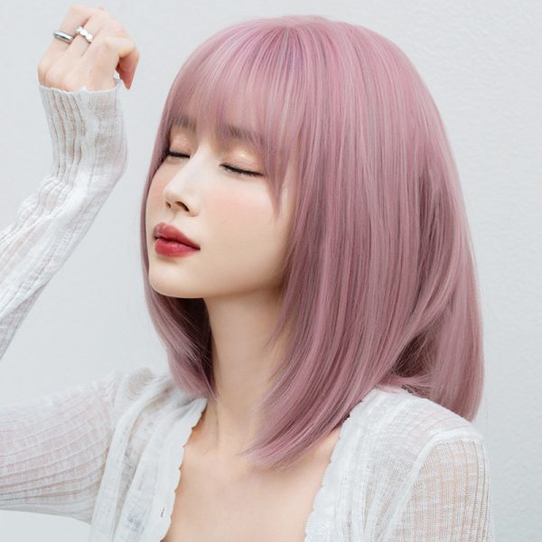 Sweet Natural Short Straight Wig With Air Bangs - Modakawa modakawa