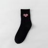  Cute Black Pink Love Heart Cotton Socks - Modakawa Modakawa