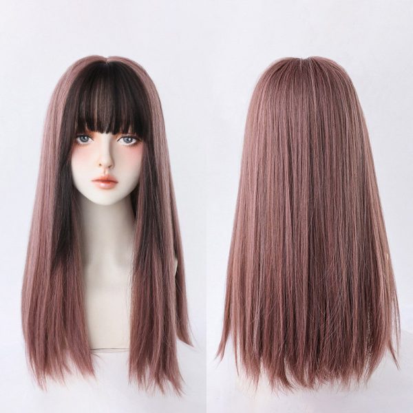 Gradient Color Long Straight Irregular Wig - Modakawa modakawa