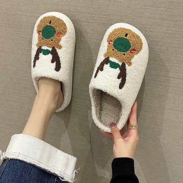 Lovely Christmas Reindeer Plush Slippers - Modakawa Modakawa