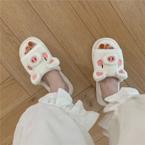 Cute Cartoon Piggy Plush Slippers - Modakawa Modakawa