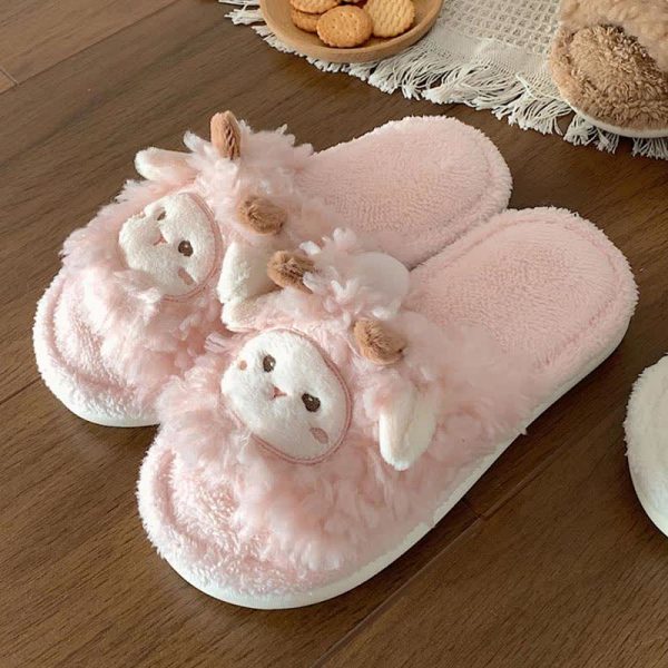 Lovely Cartoon Sheep Plush Slippers - Modakawa Modakawa