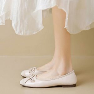 Sqaure Toe Bowknot Mary Janes Flats Shoes - Modakawa modakawa