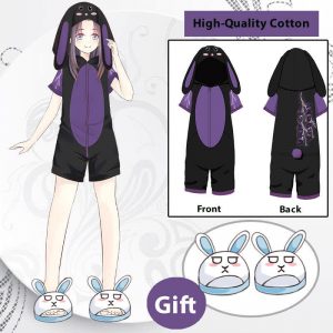 Cute Cartoon One-Piece Jumpsuit Pajamas With Slippers - Modakawa Modakawa