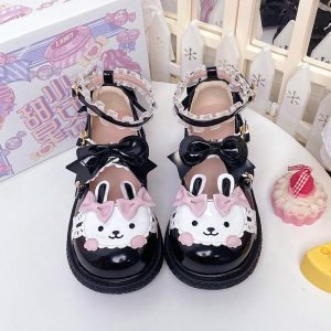 Round Toe Bunny Lolita Mary Janes Shoes - Modakawa modakawa