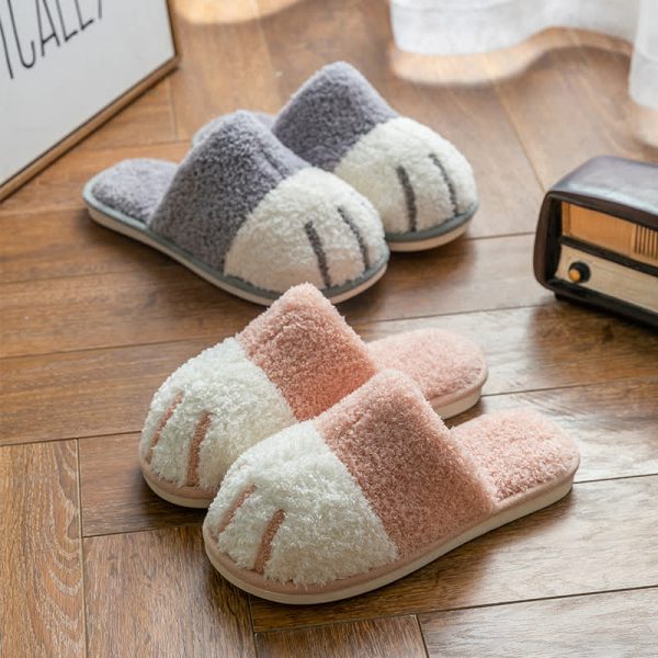 Girlfriend Boyfriend Cartoon Kitty Paw Plush Slippers - Modakawa modakawa