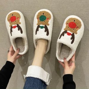 Lovely Christmas Reindeer Plush Slippers - Modakawa Modakawa