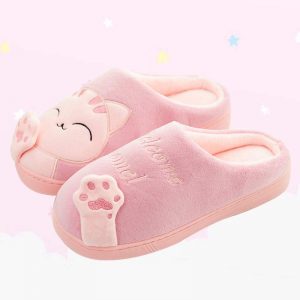 Cat Letters Antlers Plush Slippers - Modakawa Modakawa