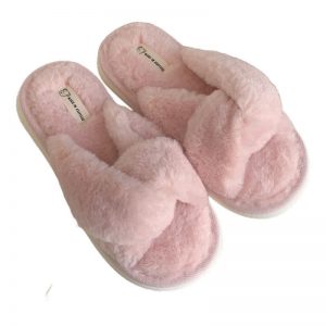 Pure Color Cross Casual Plush Slippers - Modakawa Modakawa