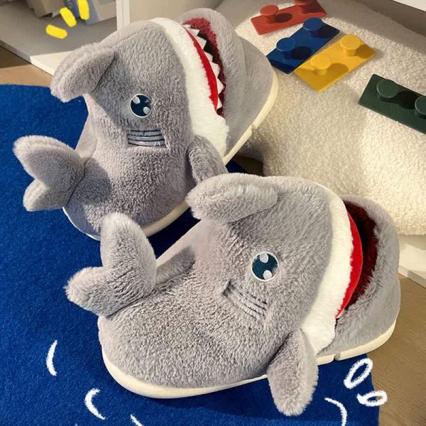 Cute Cartoon Shark Plush Slippers - Modakawa Modakawa