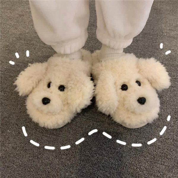 Cute Cartoon Puppy Long Ears Plush Slippers - Modakawa Modakawa