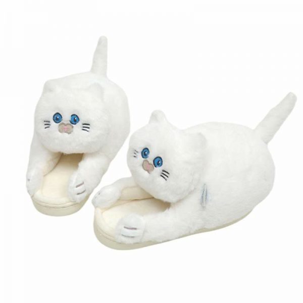 Lovely Cartoon Kitty Plush Slippers - Modakawa Modakawa