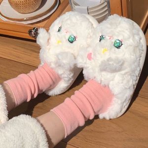 Cute Cartoon Moon Kitty Plush Slippers - Modakawa Modakawa