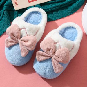 Cute Bow Knot Plush Slippers - Modakawa modakawa