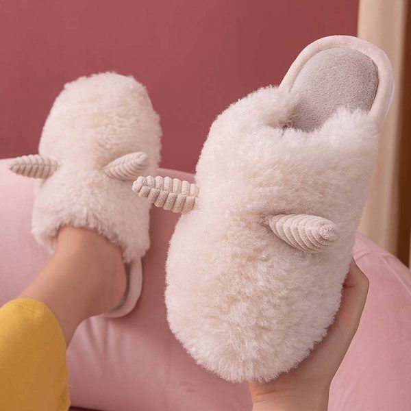 Sheep Horns Plush Slippers - Modakawa Modakawa