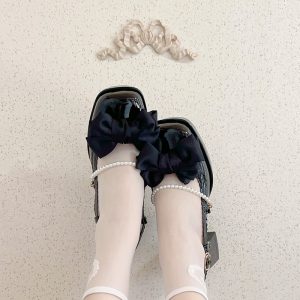 Bow Knot Mary Janes Lolita High-heeled Sandals - Modakawa Modakawa