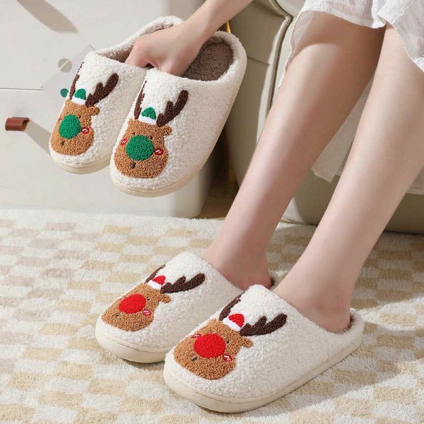 Lovely Christmas Reindeer Plush Slippers - Modakawa Modakawa