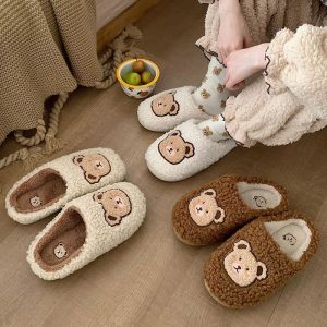 Cute Cartoon Bear Plush Slippers - Modakawa Modakawa