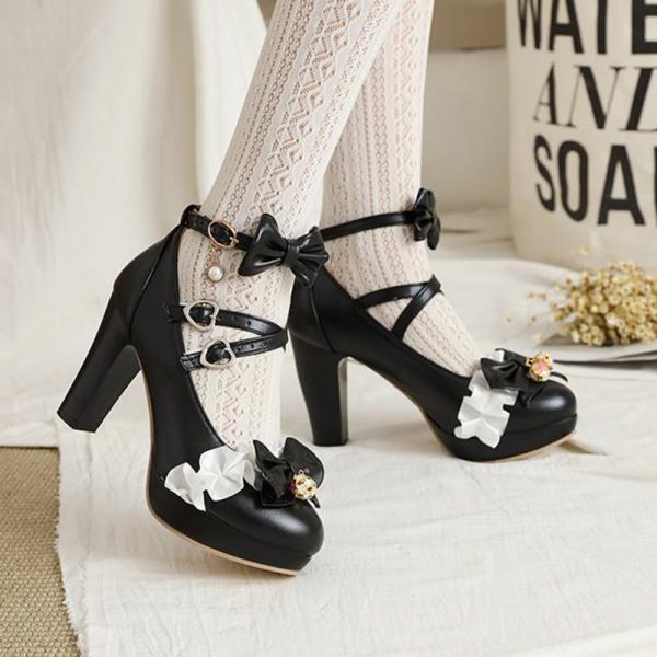 Sweet Lace Bow Lolita Mary Janes Shoes - Modakawa Modakawa