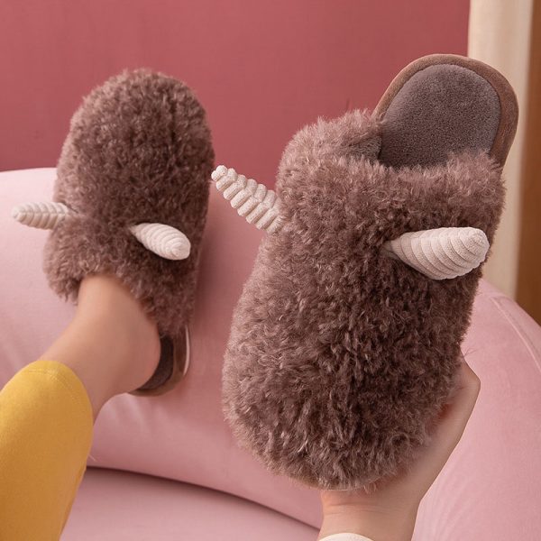 Sheep Horns Plush Slippers - Modakawa Modakawa