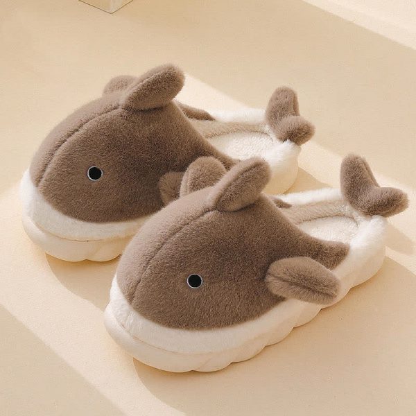 Girlfriend Boyfriend Cartoon Whale Plush Slippers - Modakawa modakawa