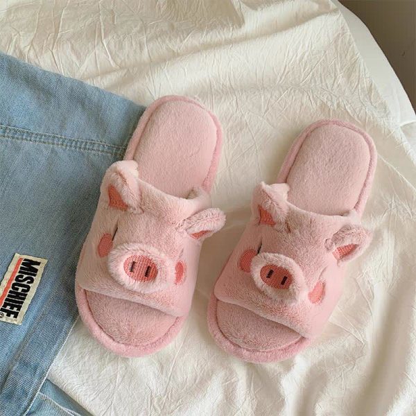 Cute Cartoon Piggy Plush Slippers - Modakawa Modakawa