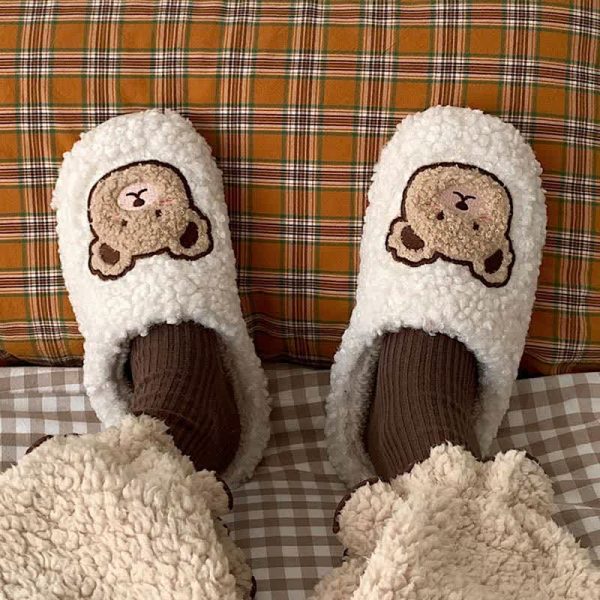 Cute Cartoon Bear Plush Slippers - Modakawa Modakawa