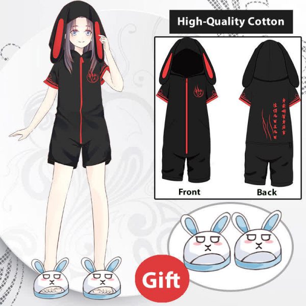 Cute Cartoon One-Piece Jumpsuit Pajamas With Slippers - Modakawa Modakawa