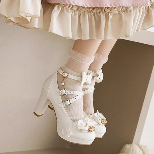 Sweet Lace Bow Lolita Mary Janes Shoes - Modakawa Modakawa