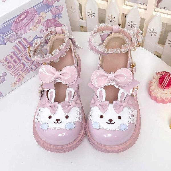 Round Toe Bunny Lolita Mary Janes Shoes - Modakawa modakawa