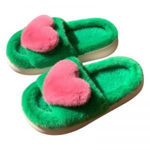 Cute Love Heart 3D Decor Plush Slippers - Modakawa Modakawa