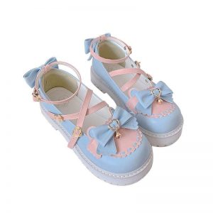 Colorblock Bow Knot Lolita Mary Janes Shoes - Modakawa Modakawa