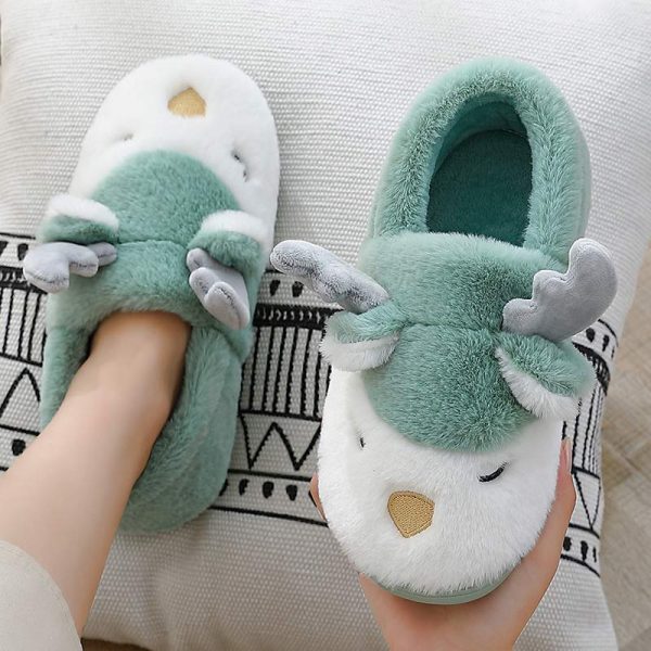 Antler Ears Plush Slippers - Modakawa Modakawa