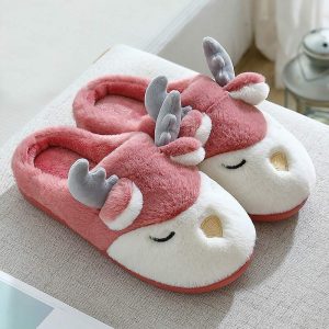 Antler Ears Plush Slippers - Modakawa Modakawa