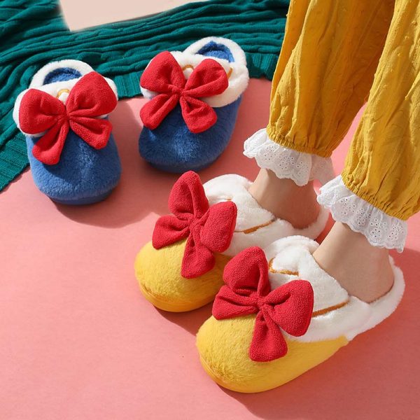 Cute Bow Knot Plush Slippers - Modakawa modakawa