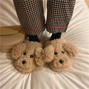 Cute Cartoon Puppy Long Ears Plush Slippers - Modakawa Modakawa