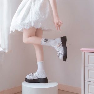 Cartoon Bear Polka Dot Bow Knot Platform Lolita Shoes - Modakawa modakawa